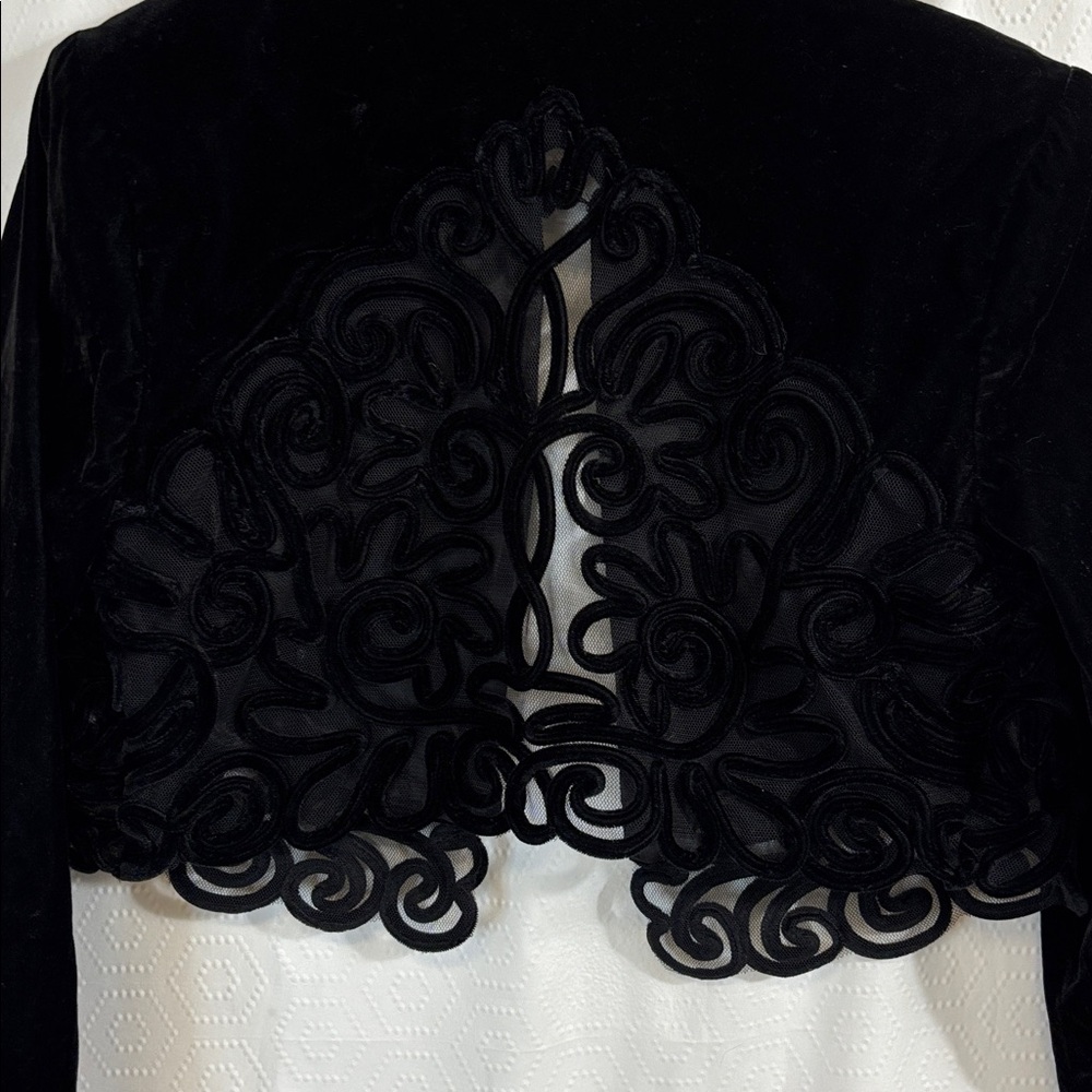 Jessica McClintock For Gunne Sax black shawl sweater jacket evening - Picture 8 of 10